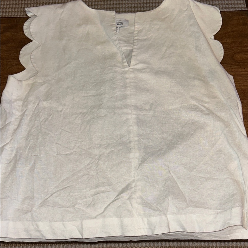 & Other Stories Cream Scallop Sleeve Blouse
